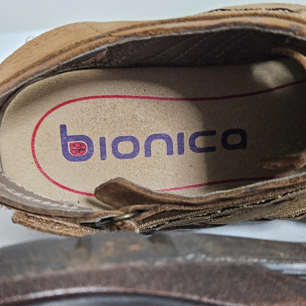 Bionica Malabar Leather Sandals Women 7 Brown Hiking Walking Gorpcore Utility - Picture 3 of 9